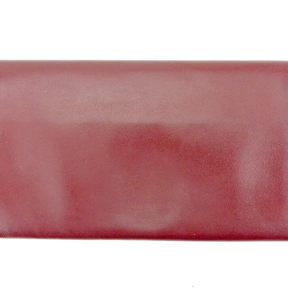 Cartier Long Wallet Mastline Bordeaux Leather Authentic USED